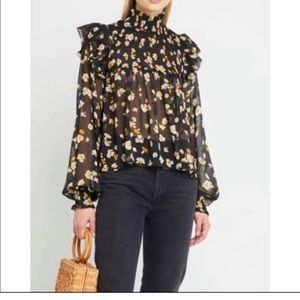 NWT 💙O.P.T One Pretty Time For Anthropologie Floral Long Sleeve Blouse